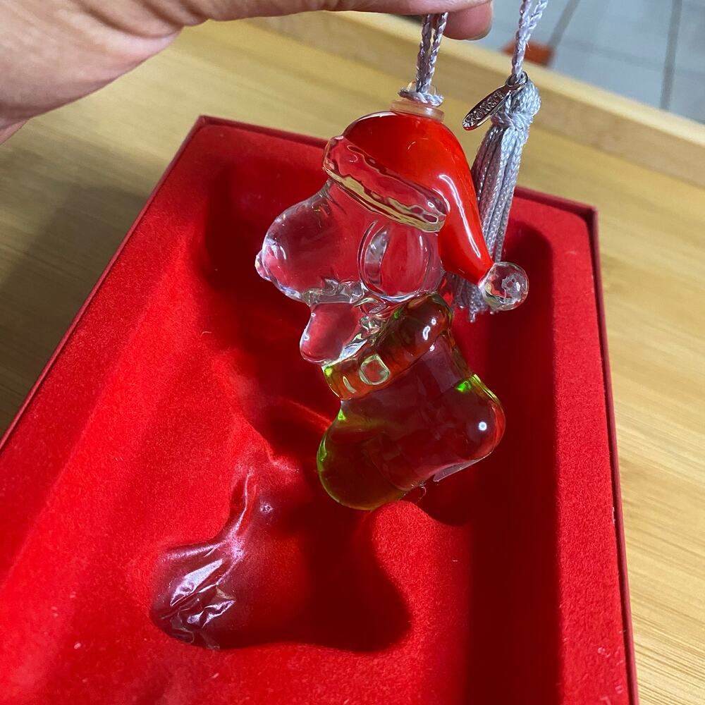 Lenox Crystal Christmas Ornament Stocking Stuffer Snoopy in Original Box